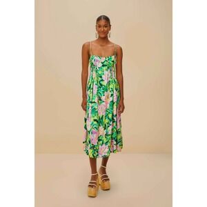 Green Painted Flowers LENZING™ ECOVERO™ Euroflax™ Midi Dress